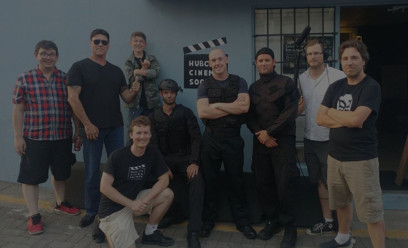 A film crew outside the Hub City Cinema Society studio in Nanaimo, the society that became CineCentral